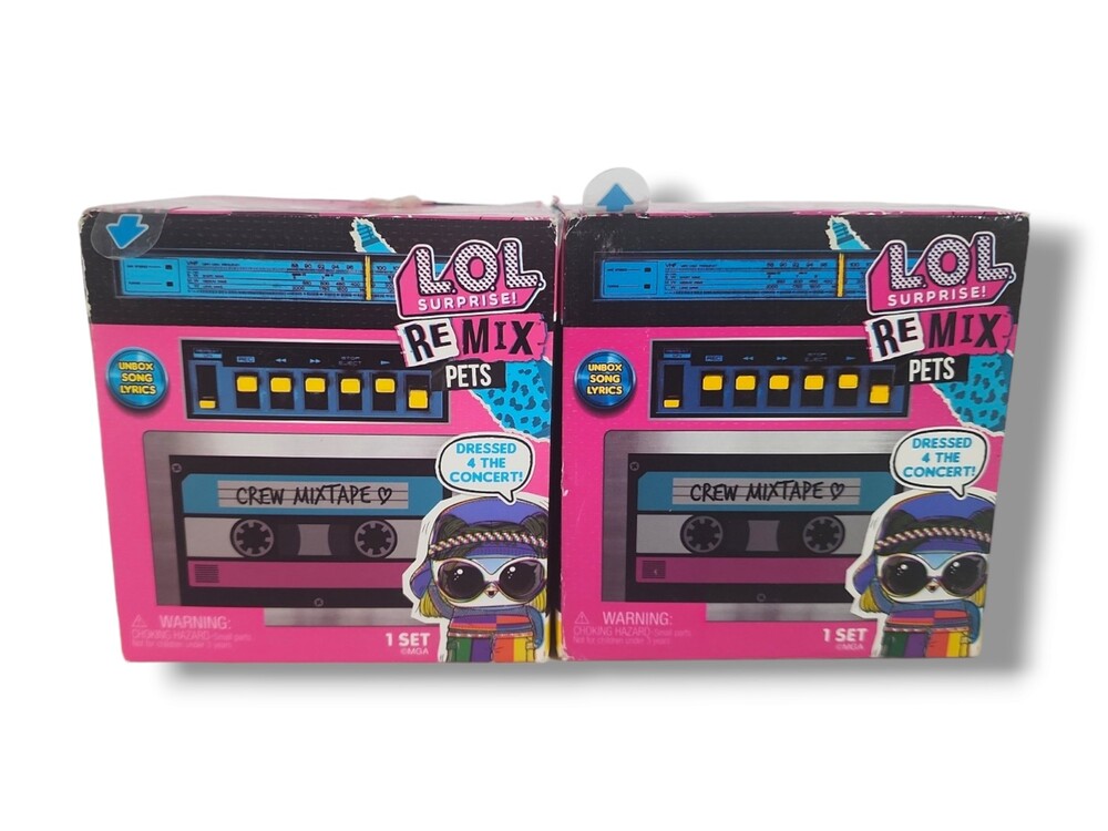 Lot of 2 New LOL Surprise! Remix Pets 9 Surprises w/ Real Hair & Song Lyrics